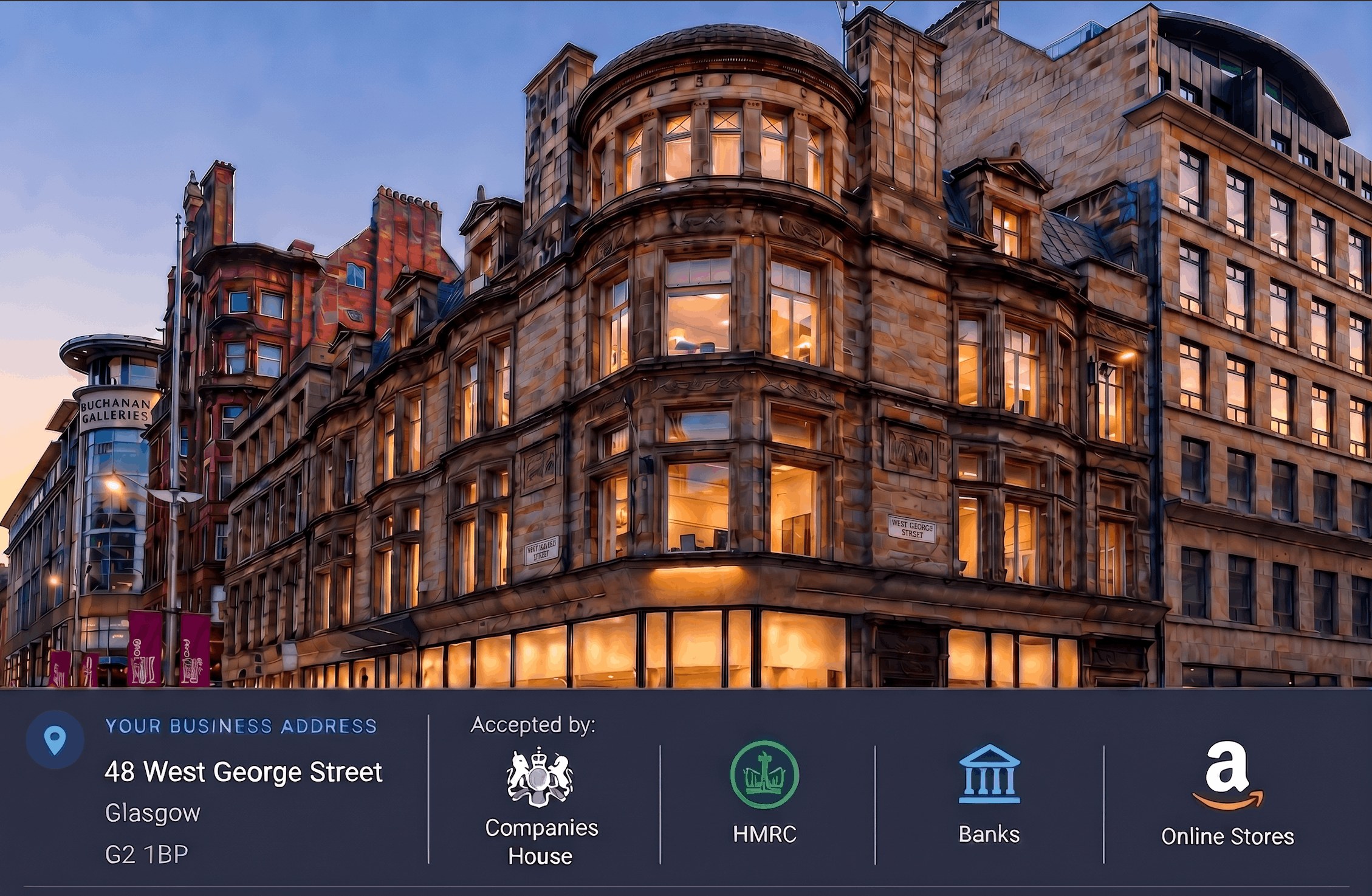 48 West George Street, Glasgow — accepted by Companies House, HMRC, banks and online stores